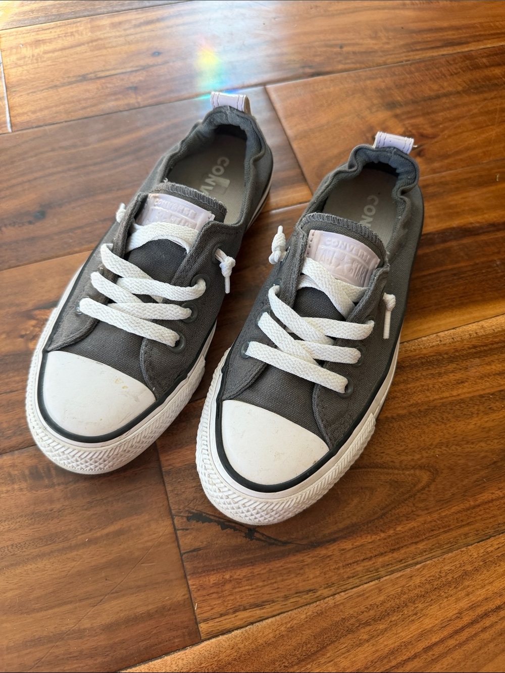 Converse Women's Gray Canvas Slip-On Sneakers with White Toe